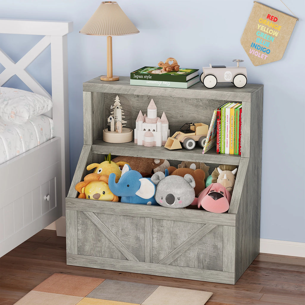 Kids Bookshelf Wooden Toy Storage Organizer