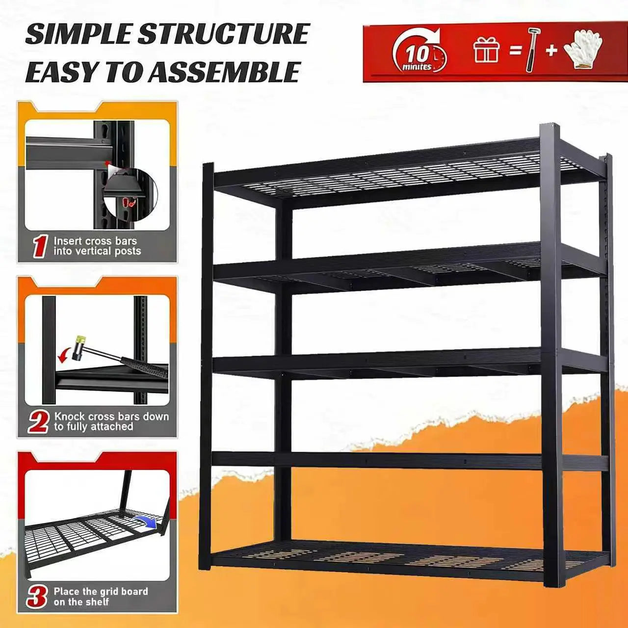 72" Adjustable Metal Double Layer Column Shelving