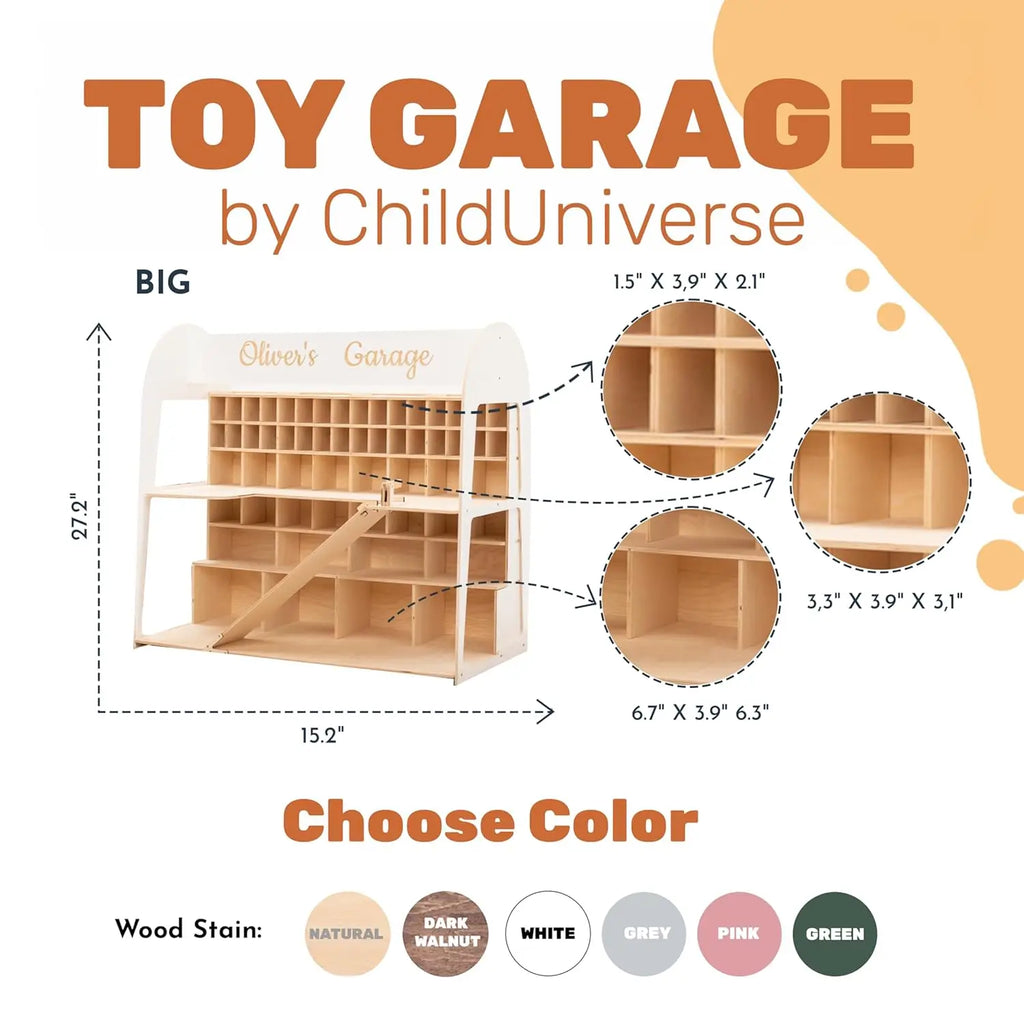Wooden Toy Parking Garage with Elevator Storage