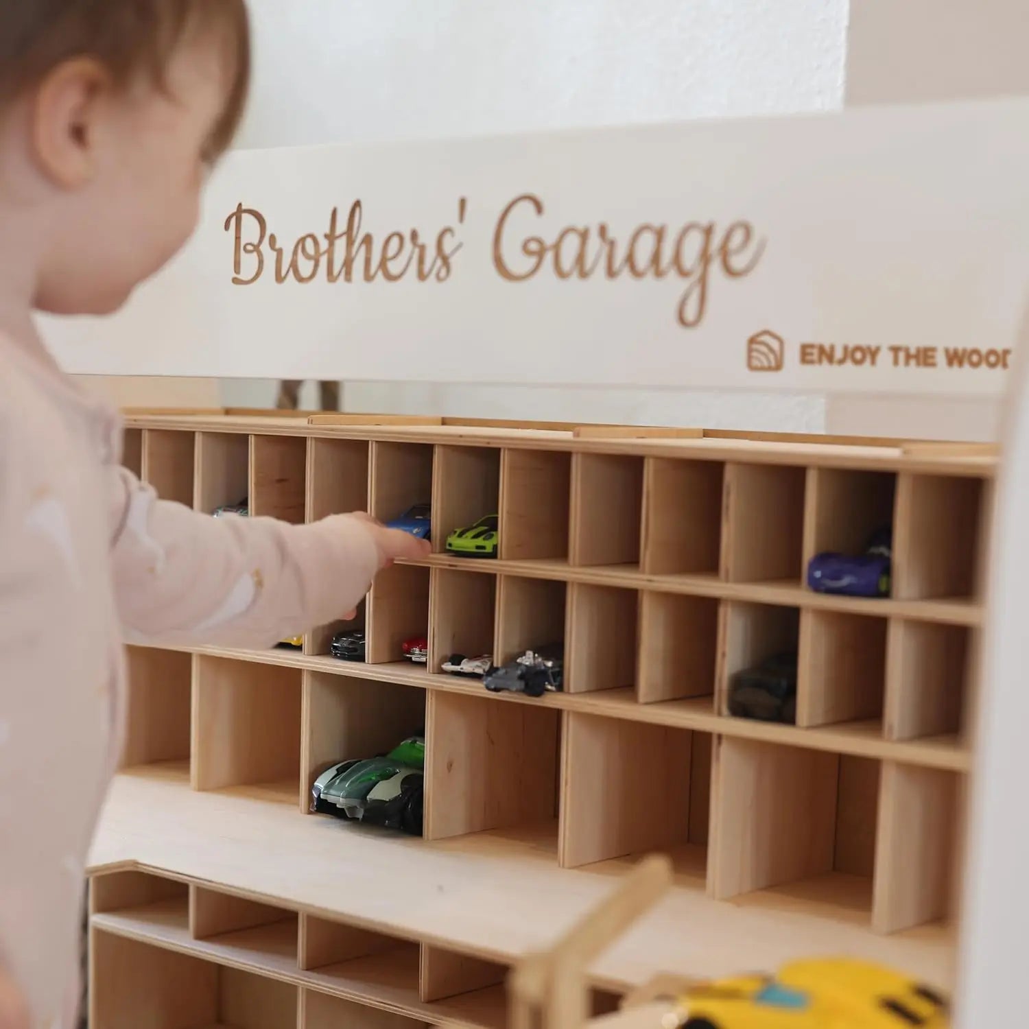 Wooden Toy Parking Garage with Elevator Storage