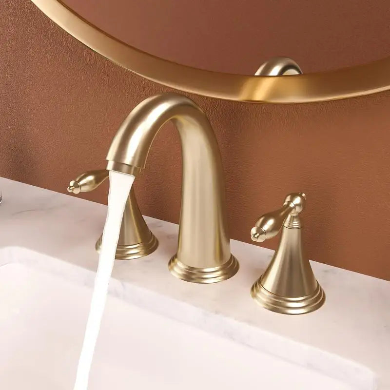 Gold 2-Handle Widespread Bathroom Faucet