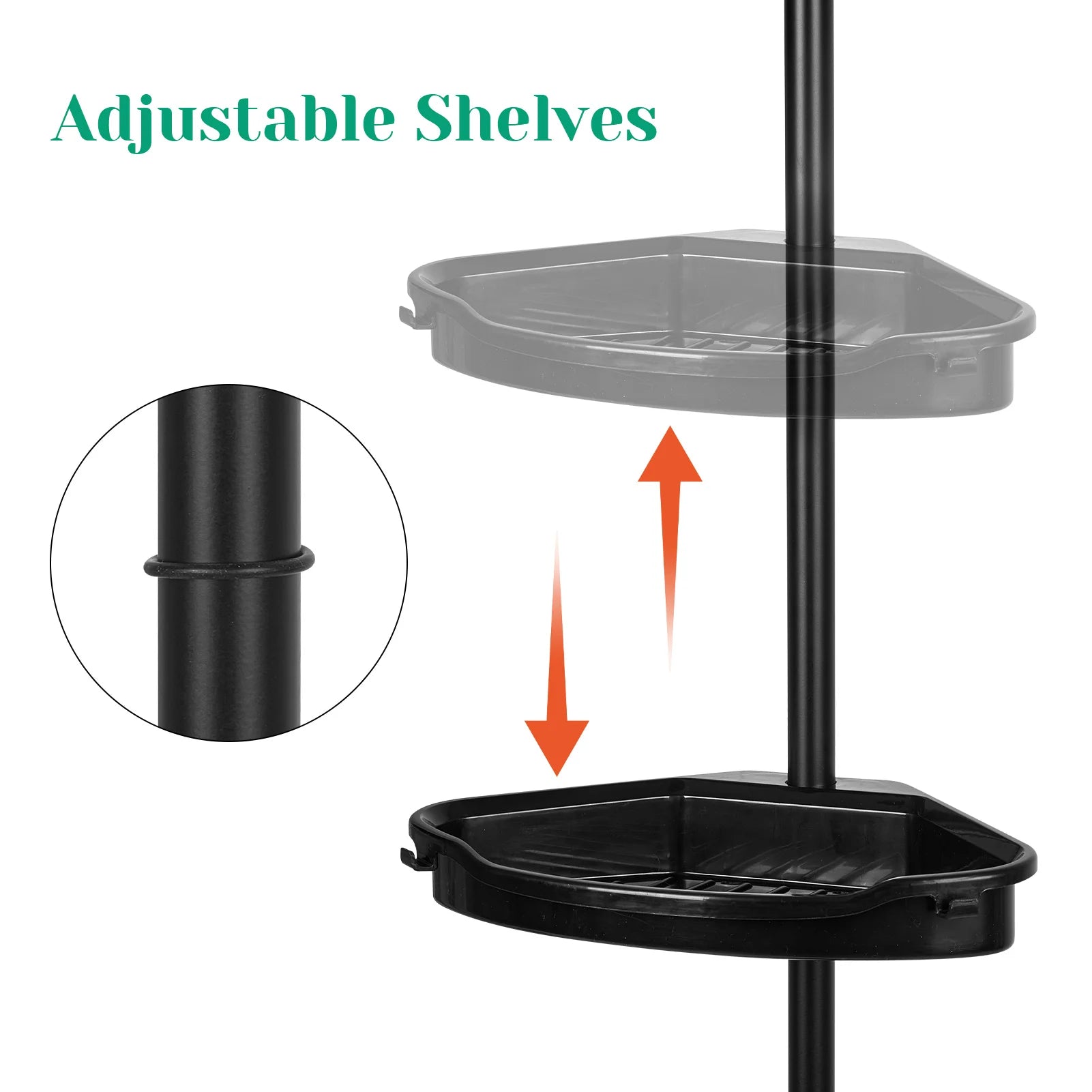 Corner Shower Caddy with Pole 4-Tier Adjustable