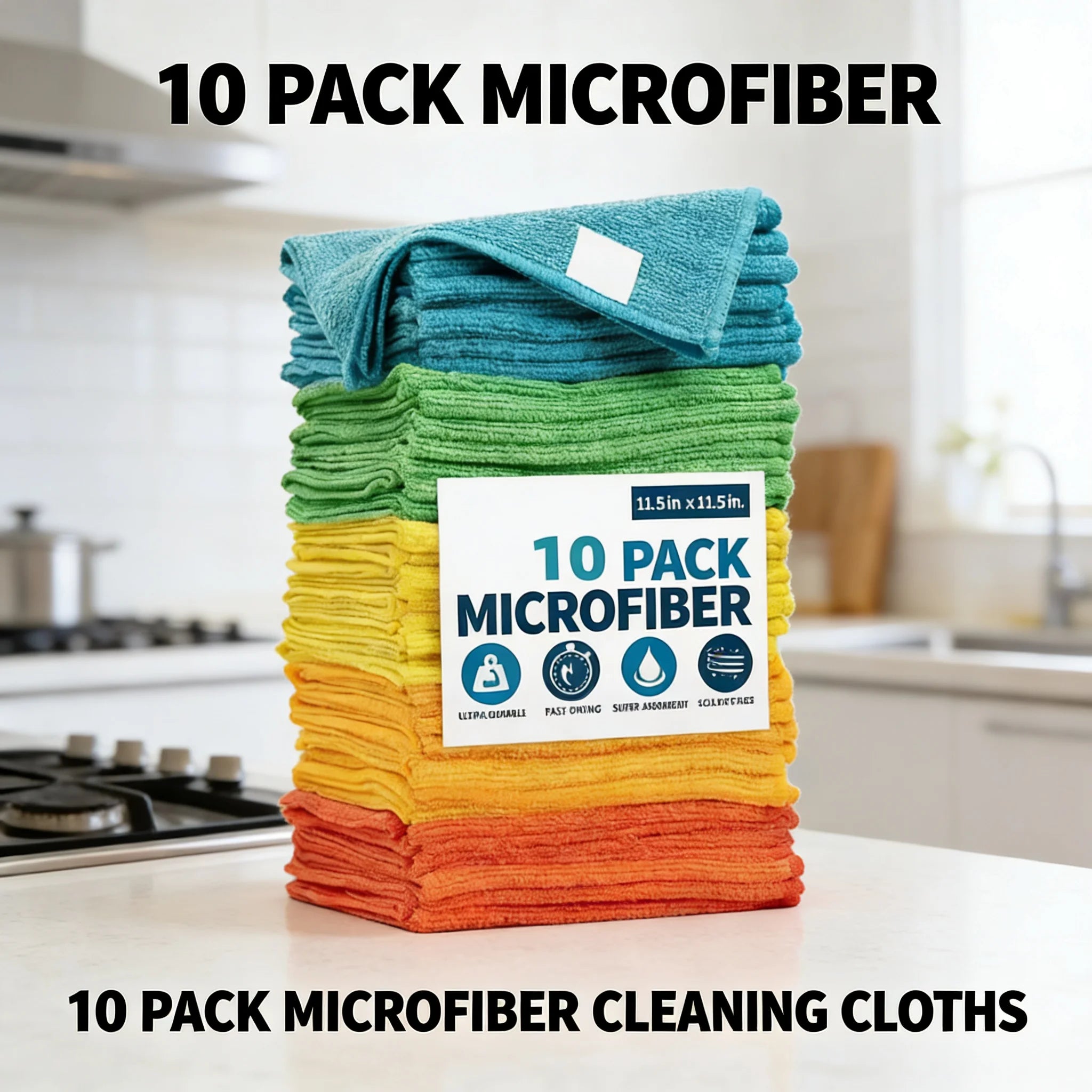 10 Pack Microfiber Cleaning Cloths