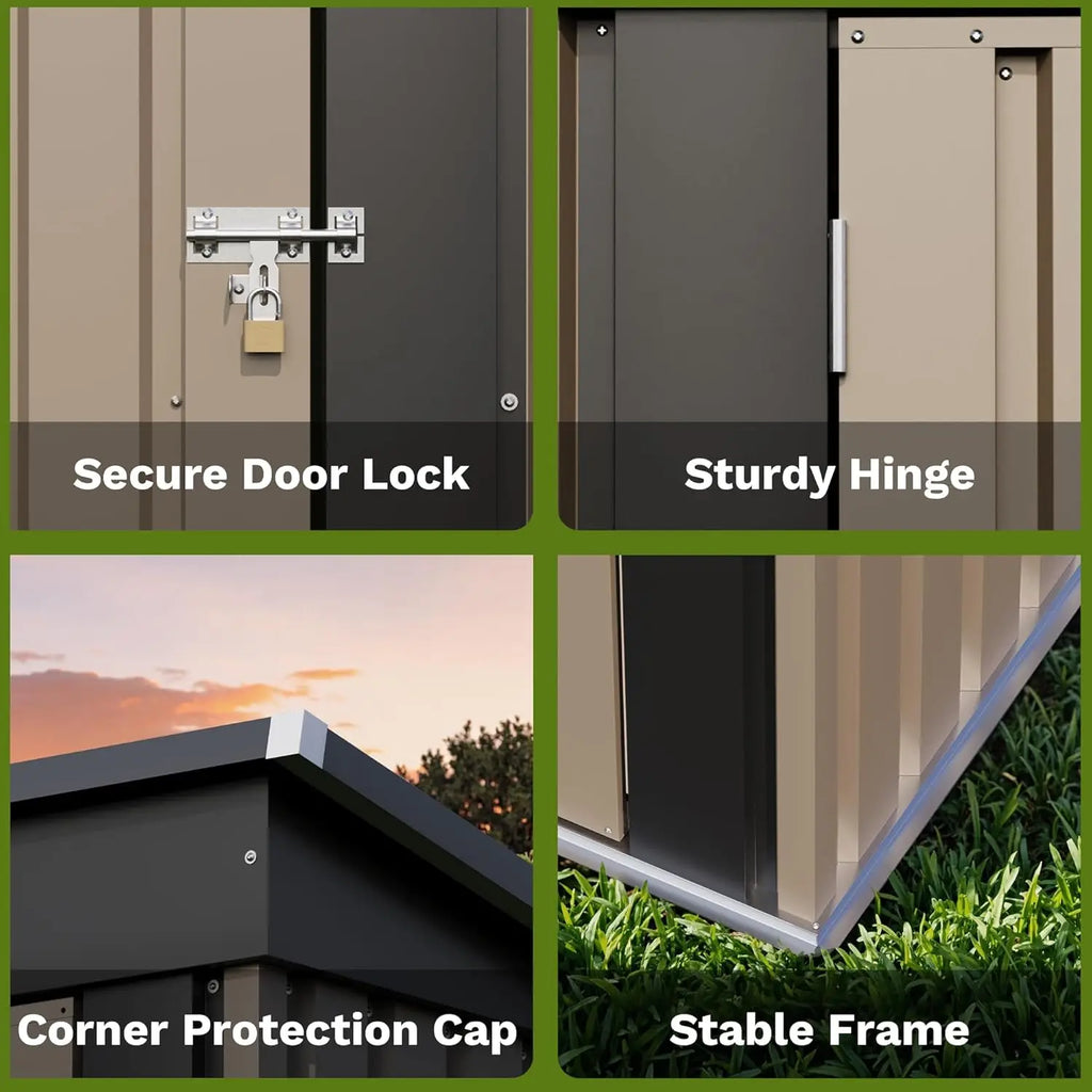 5x3 FT Brown Metal Outdoor Storage Tool Shed