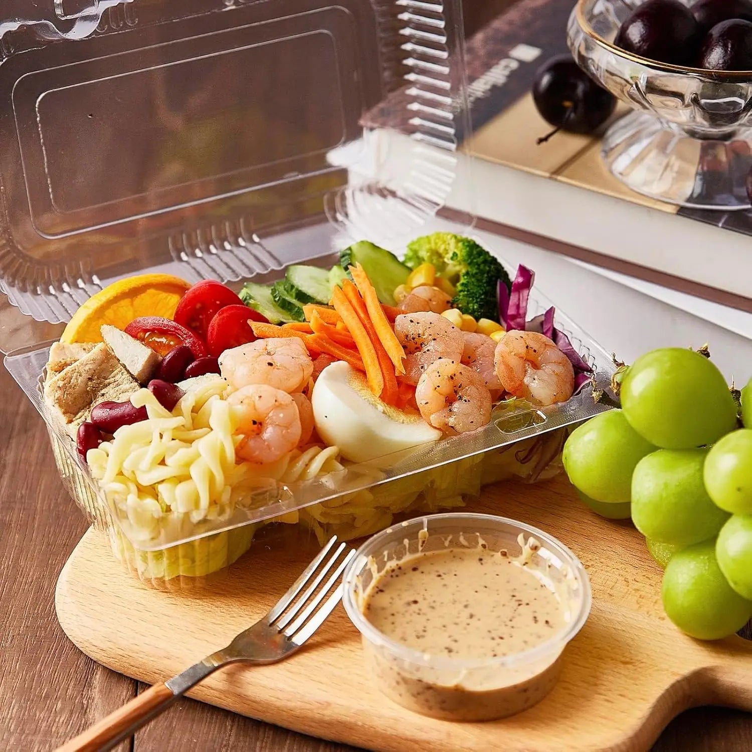 50 Pcs Disposable Clear Plastic Food Containers