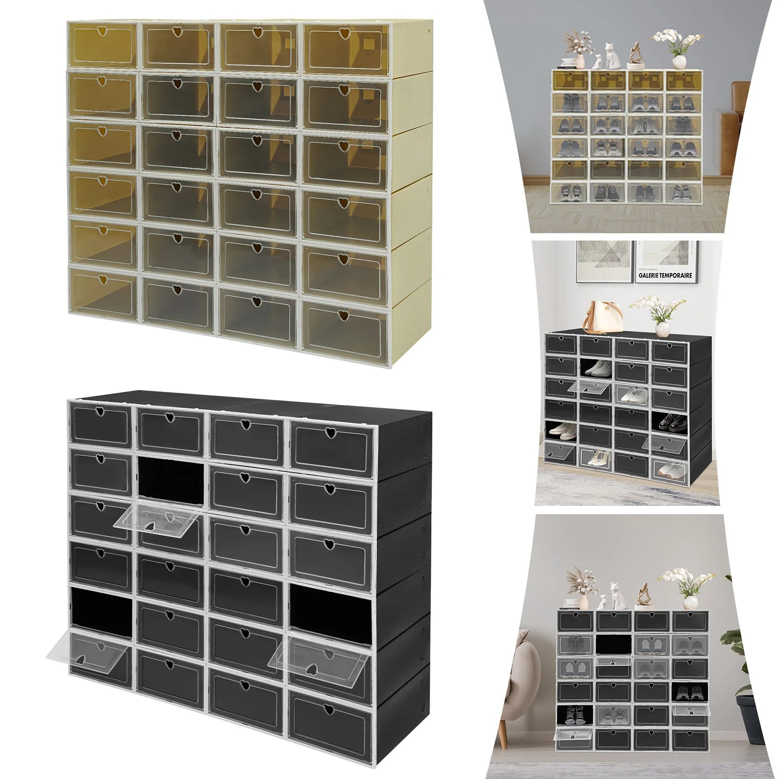 24Pcs Shoe Organizer Boxes Stackable