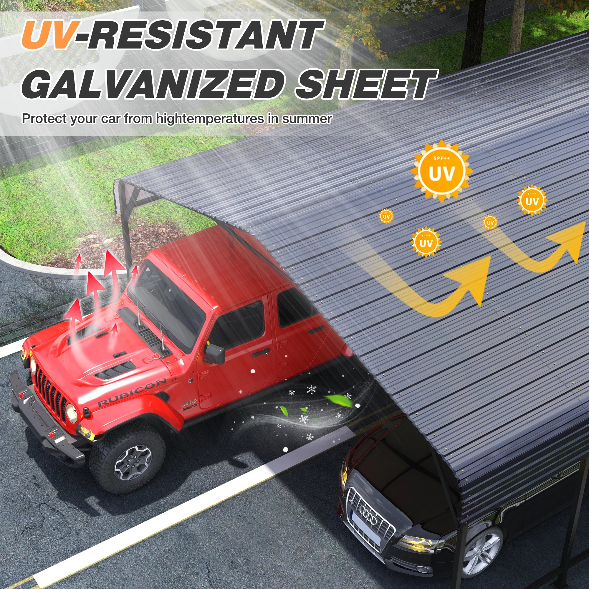 VIWAT 10x15~20x40FT Multi-Size Metal Carport