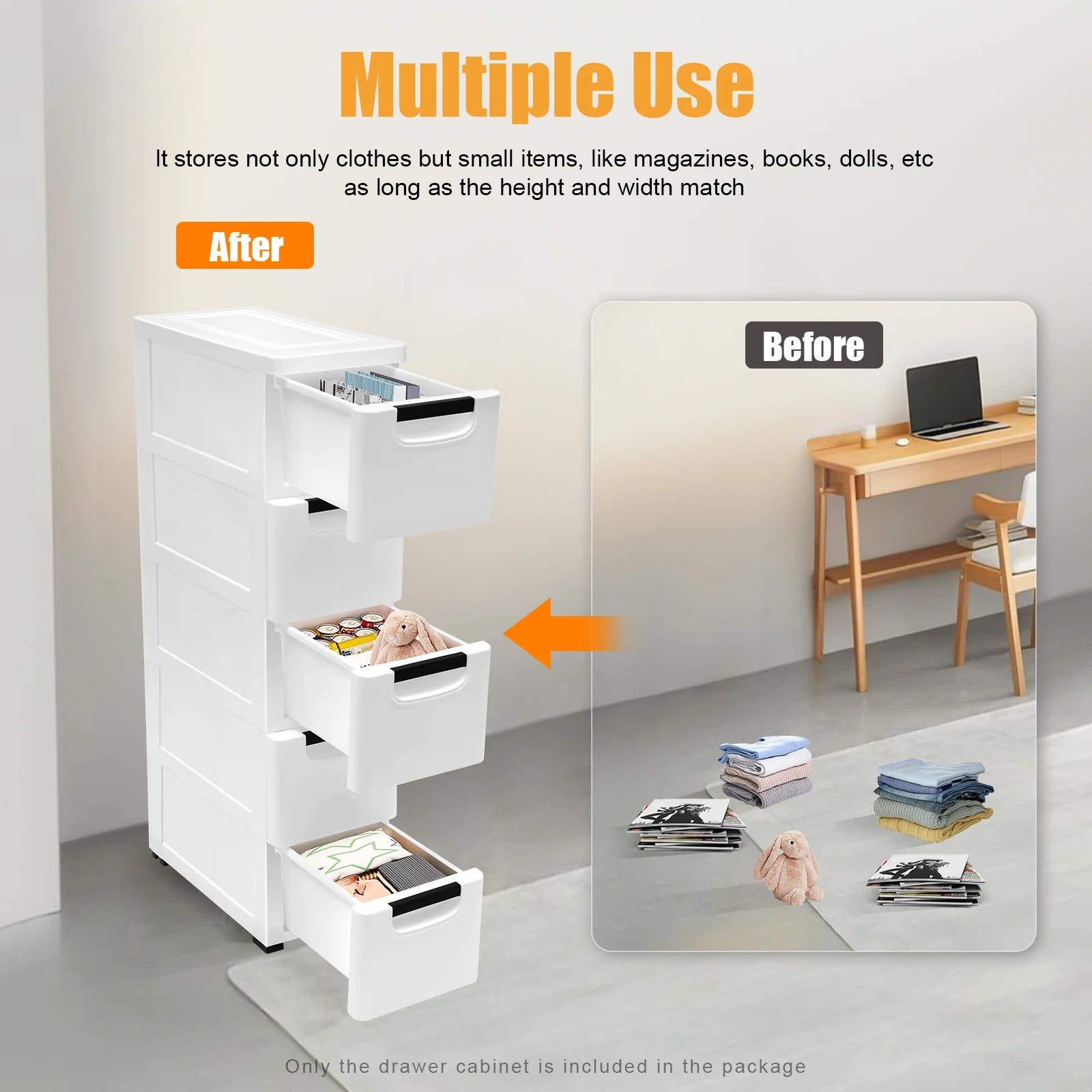 5-Drawer Rolling Storage Cabinet