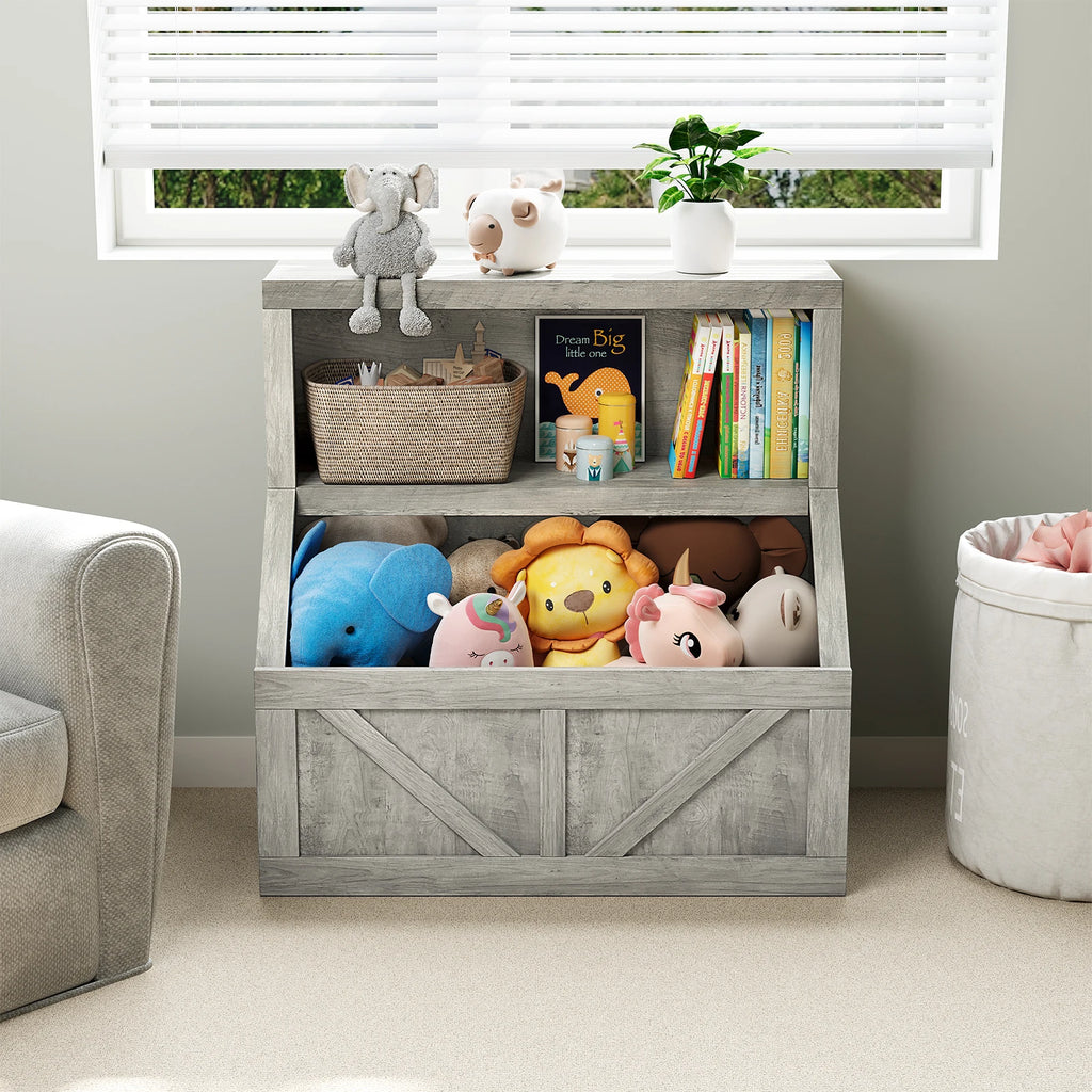 Kids Bookshelf Wooden Toy Storage Organizer
