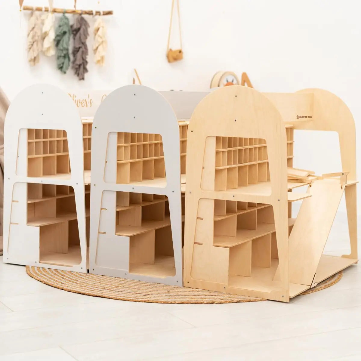 Wooden Toy Parking Garage with Elevator Storage