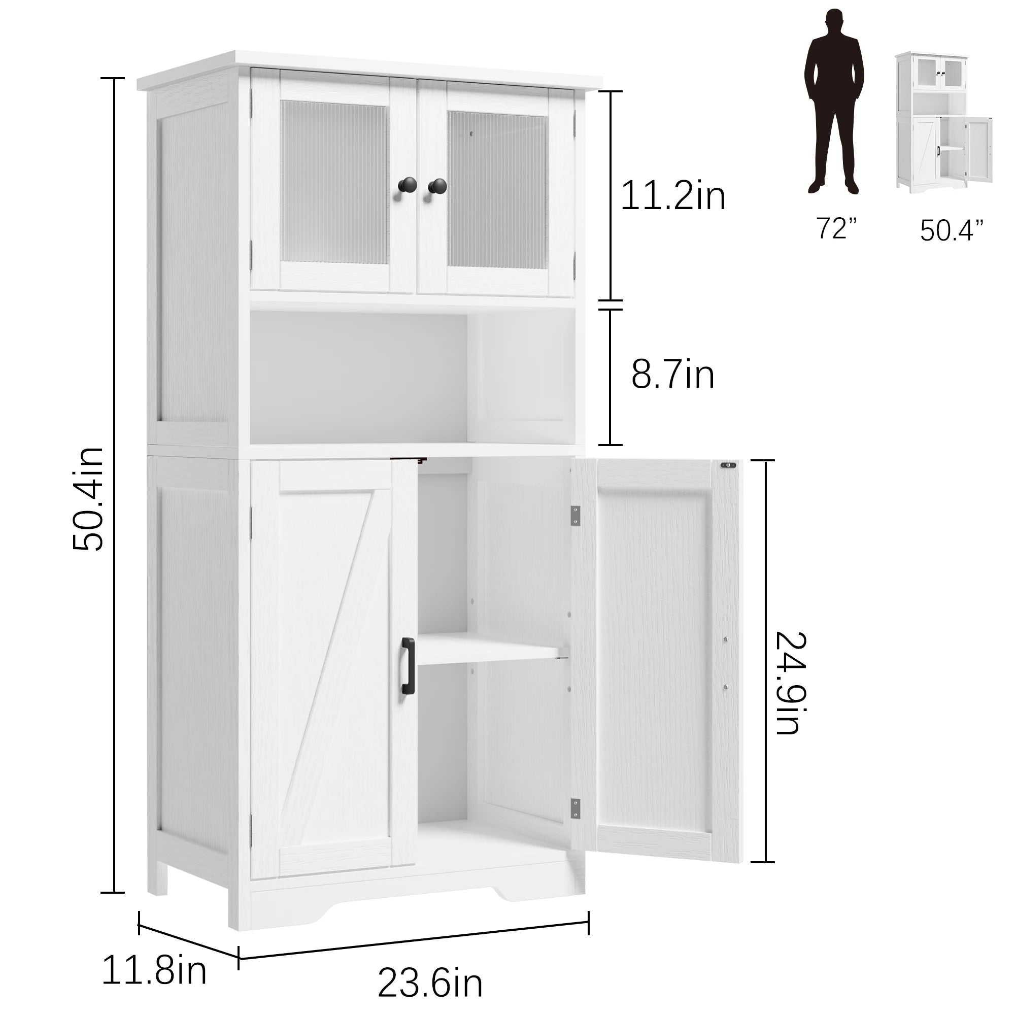 Kitchen Pantry Cupboard with 4 Doors
