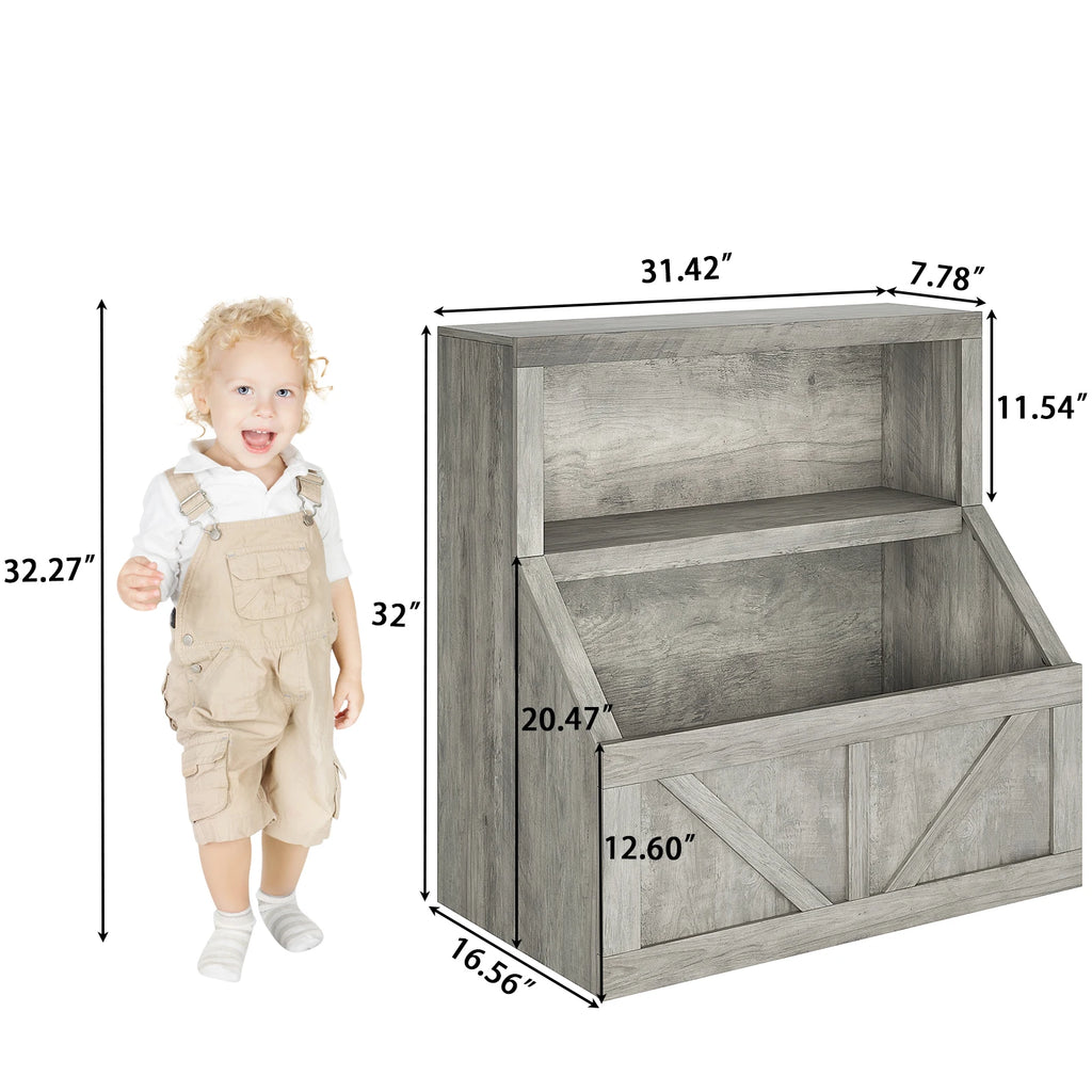 Kids Bookshelf Wooden Toy Storage Organizer