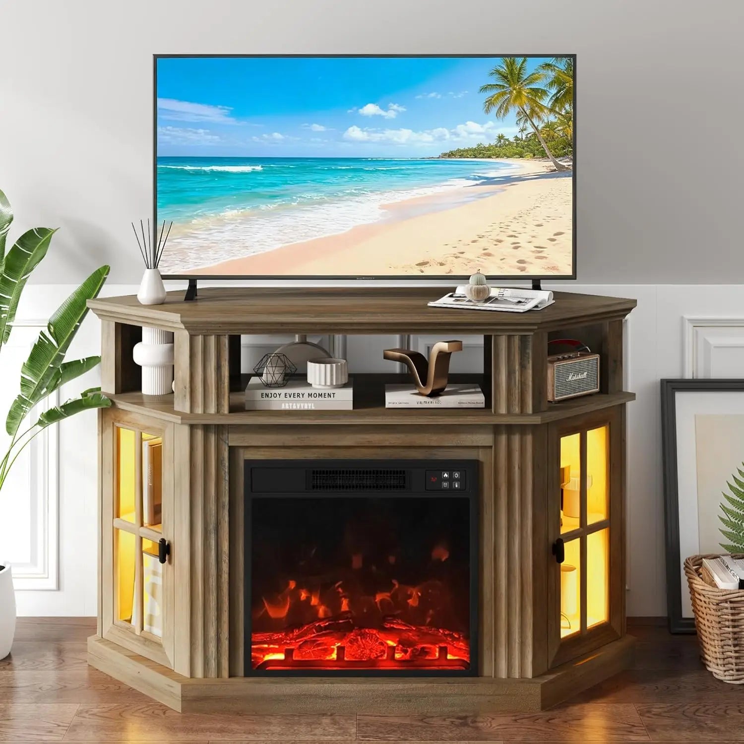 Fireplace TV Stand 55 Inch Living Room Bedroom