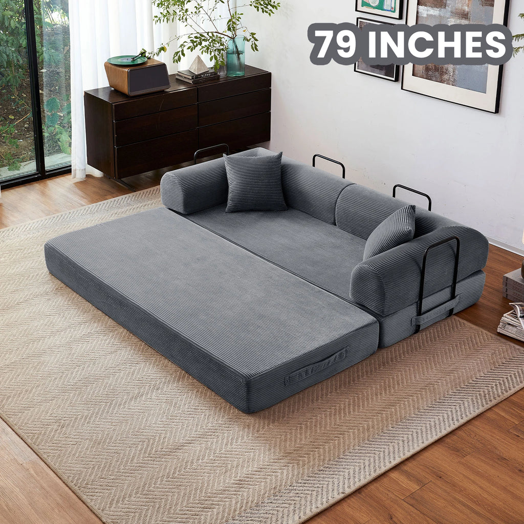 79'' Boneless Couch Foldable Convertible Futon Sleeper