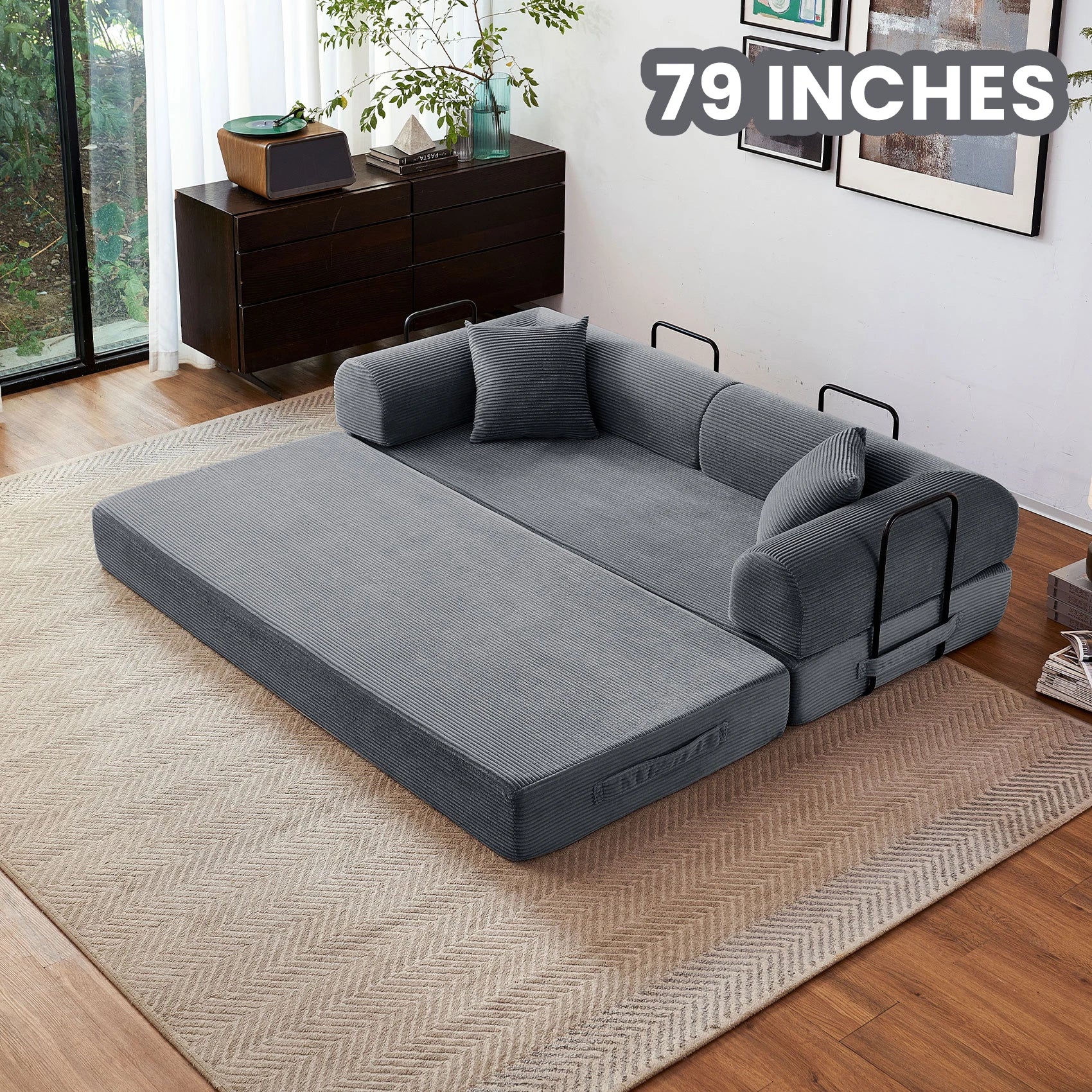79'' Boneless Couch Foldable Convertible Futon Sleeper