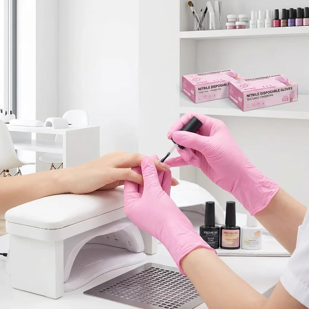 Pink Nitrile Gloves For Food Handling