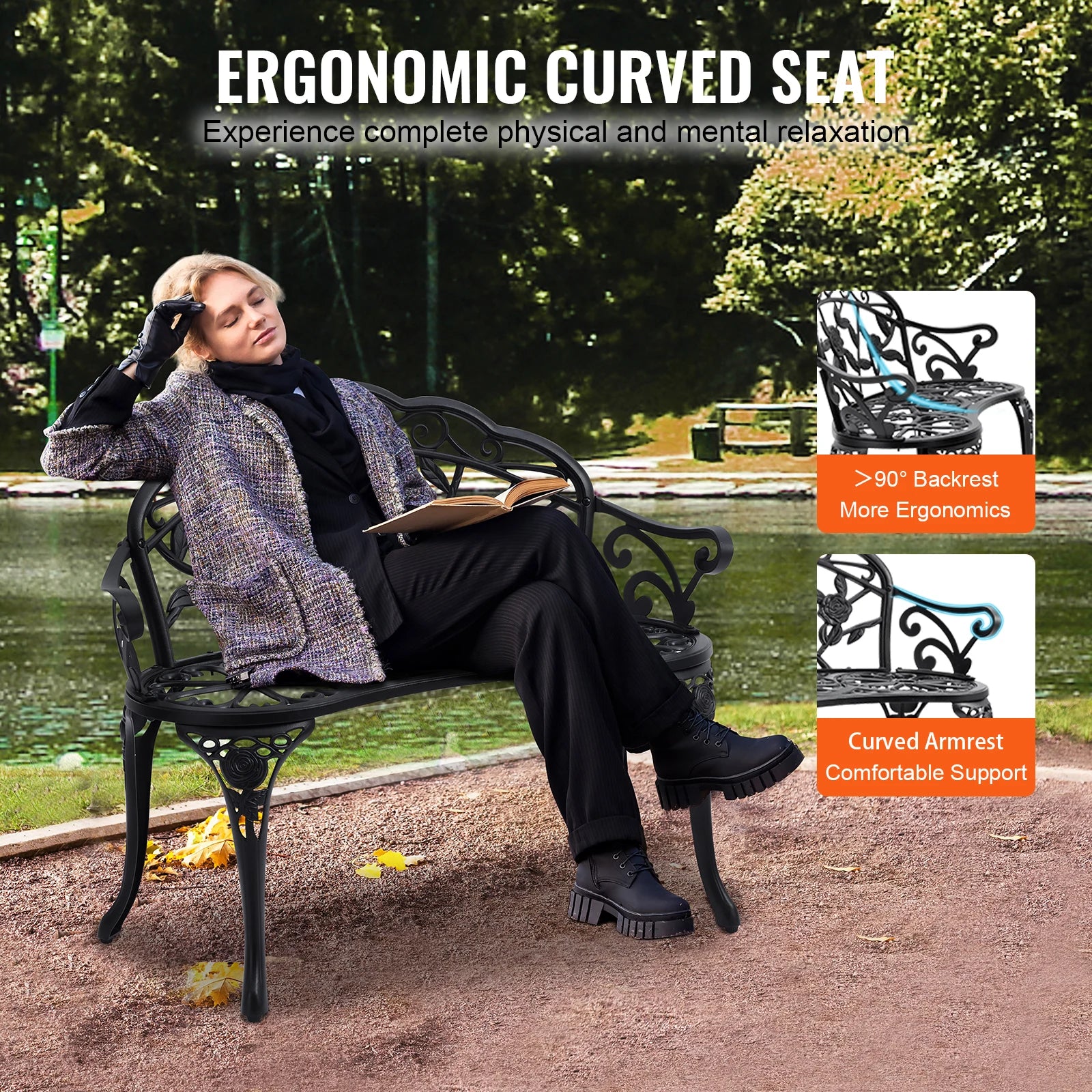 Outdoor Bench Wooden Metal